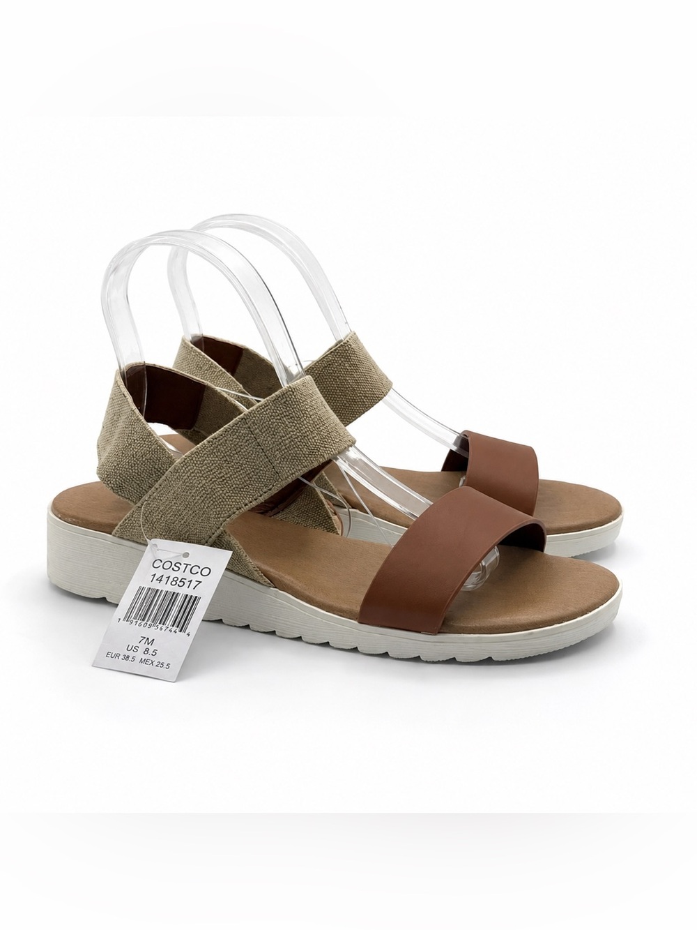 Kensie Everlee Comfort Sandals Brown Beige Crisscross Platform Slides Casual - Picture 2 of 13